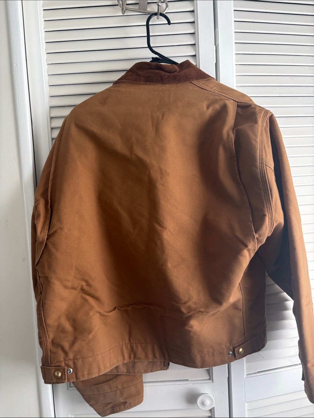 Vintage 90’s Carhartt Detroit Brown Duck Canvas Field Jacket Vertical Blanket - Picture 5 of 10